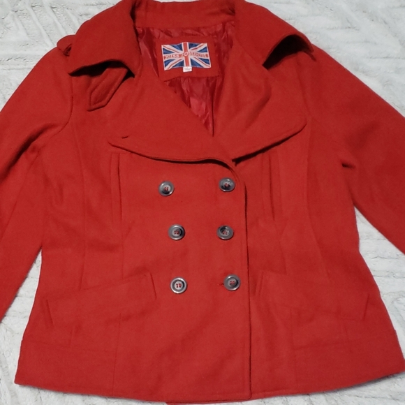 Womens Large red wool military Jacket coat NWOT - Picture 5 of 8